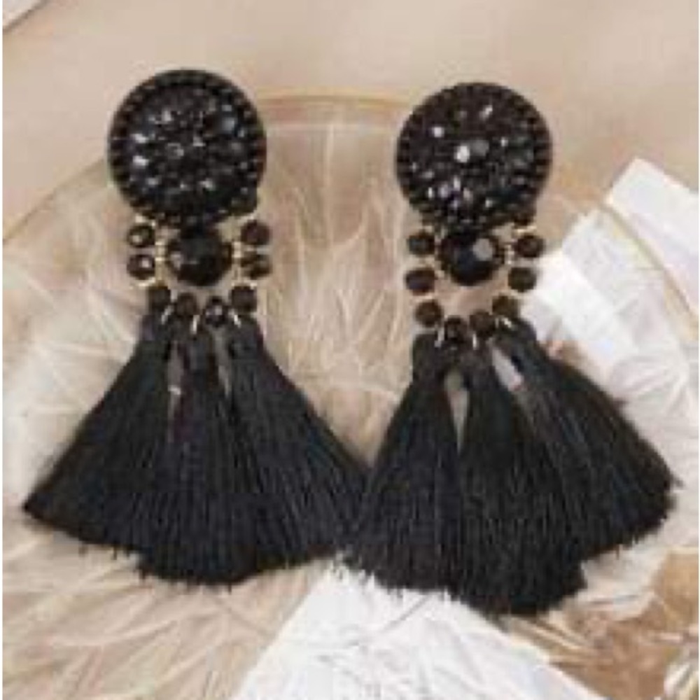 Black chandelier earrings